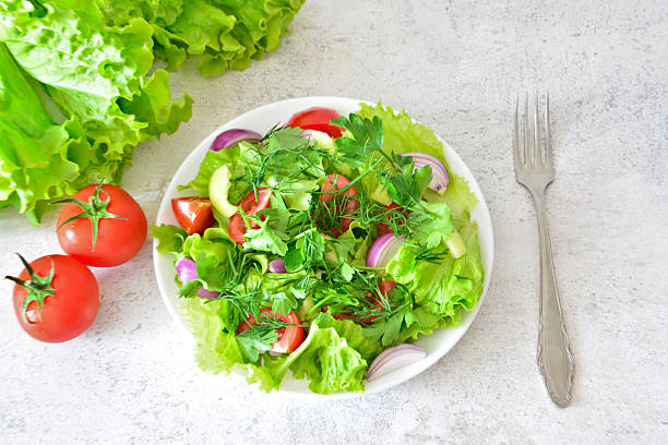 Vibrant salad bowl with mixed greens and vegetables